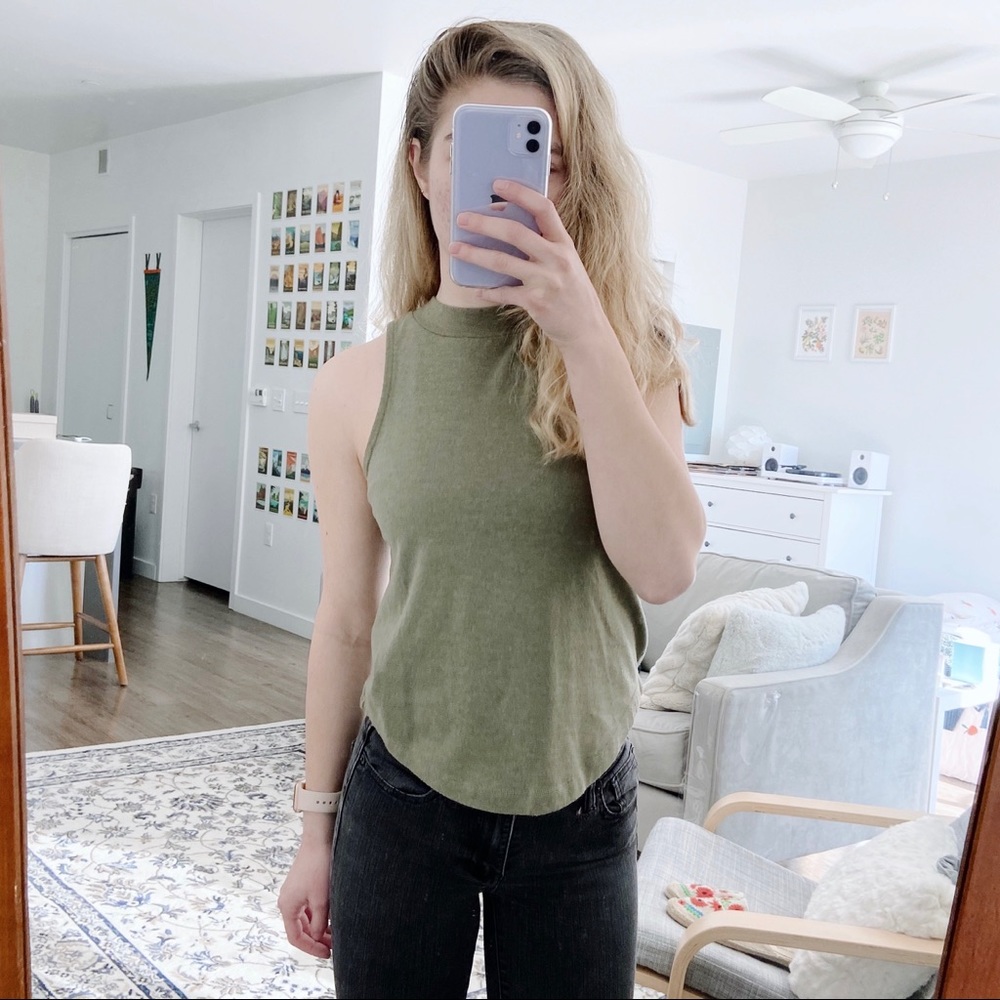 Madewell Mock Neck Shirt Tail Tank, XXS